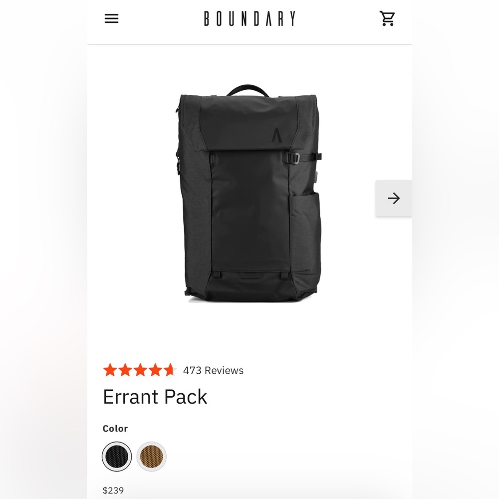 BOUNDARY SUPPLY Land Water Rock ERRANT BACKPACK Black Retail $239